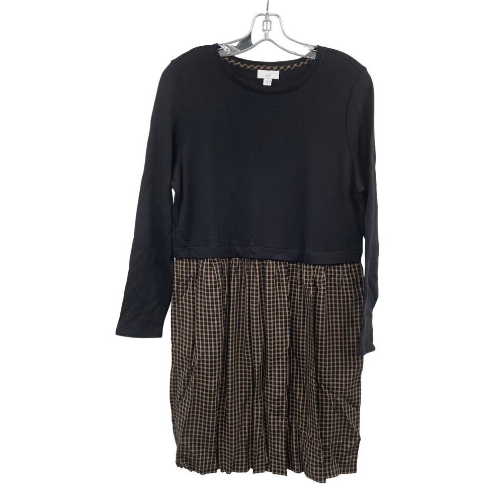 J.Jill Womens Mixed Medium A-Line Dress Long Sleeve Black/Tan Size Medium